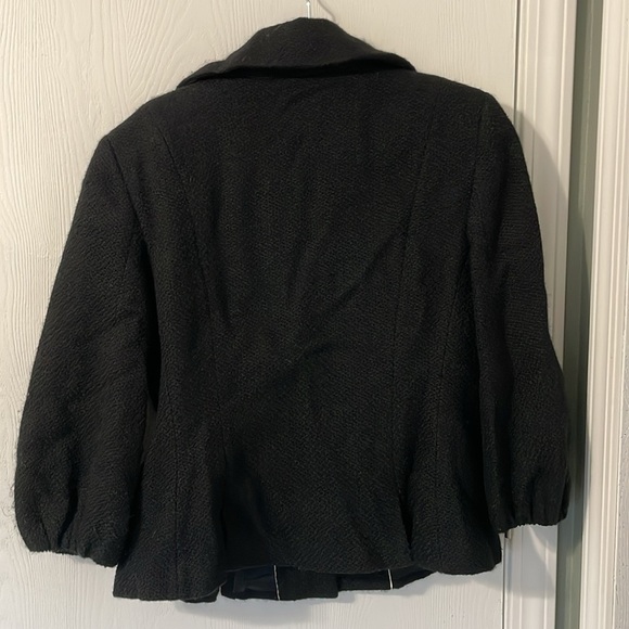 Ann Taylor 100% Wool Like New Black Blazer Jacket 3/4 Bishop Sleeves Size 12 - Picture 8 of 10
